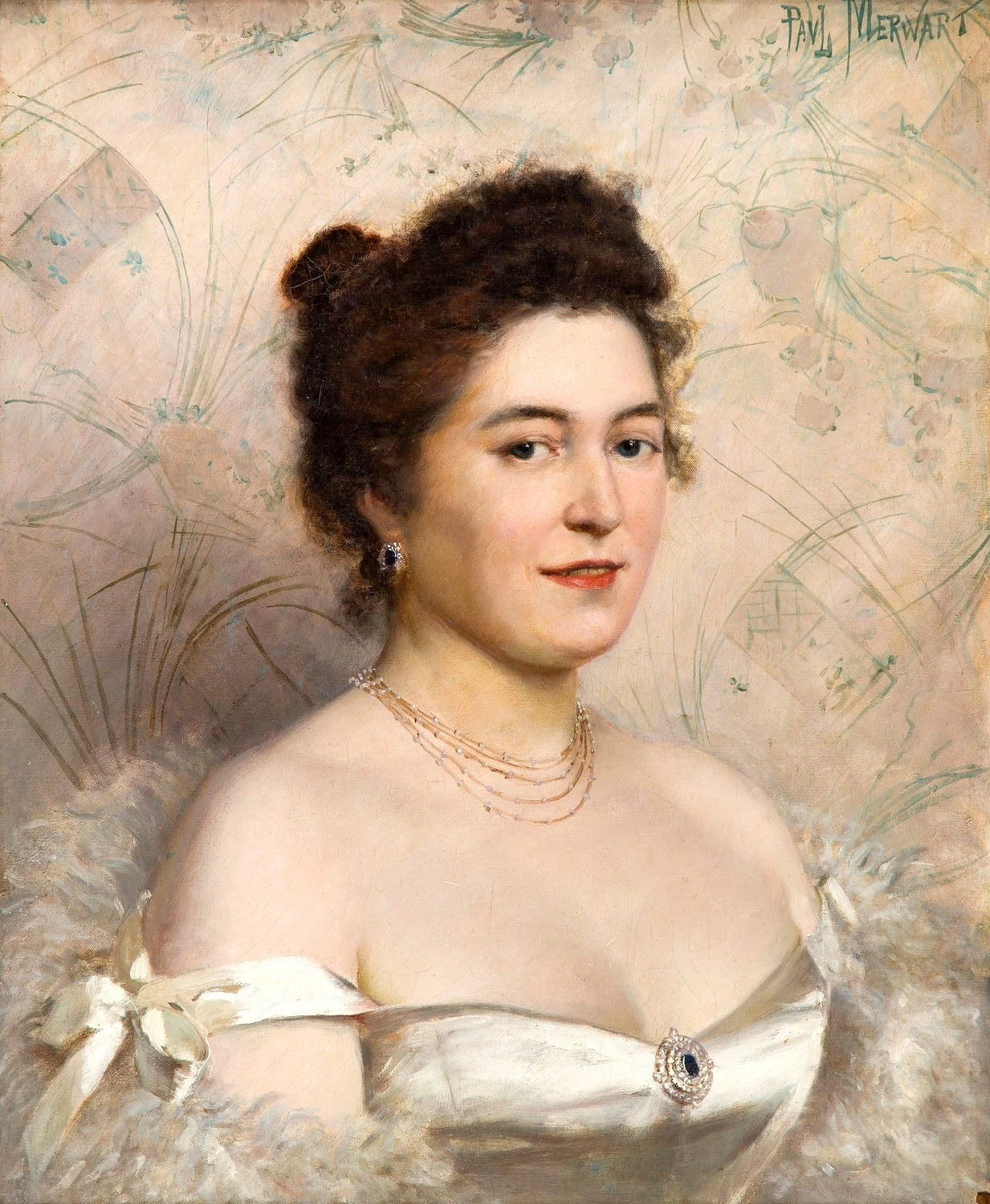 Signora in abito da ballo bianco